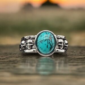 Turquoise skull ring
